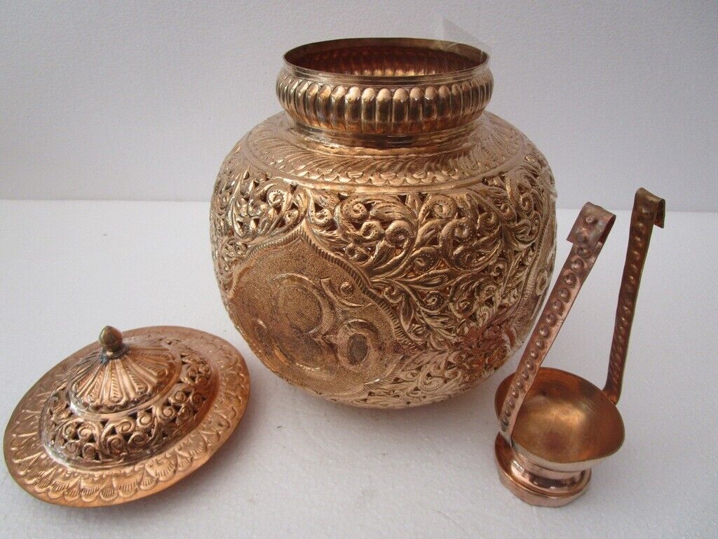 COPPER Hindu Goddess Garbo - Diya Pot - Mataji Navratri Pooja Puja Aarti Worship Shakti Maa Ambe (1138)