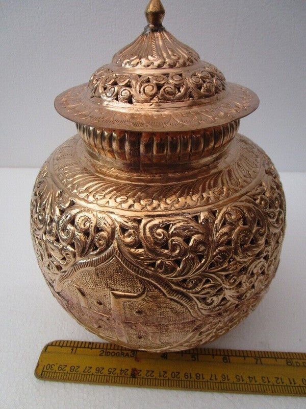 COPPER Hindu Goddess Garbo - Diya Pot - Mataji Navratri Pooja Puja Aarti Worship Shakti Maa Ambe (1138)