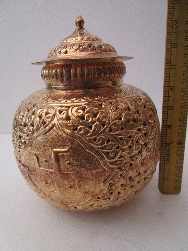 COPPER Hindu Goddess Garbo - Diya Pot - Mataji Navratri Pooja Puja Aarti Worship Shakti Maa Ambe (1138)