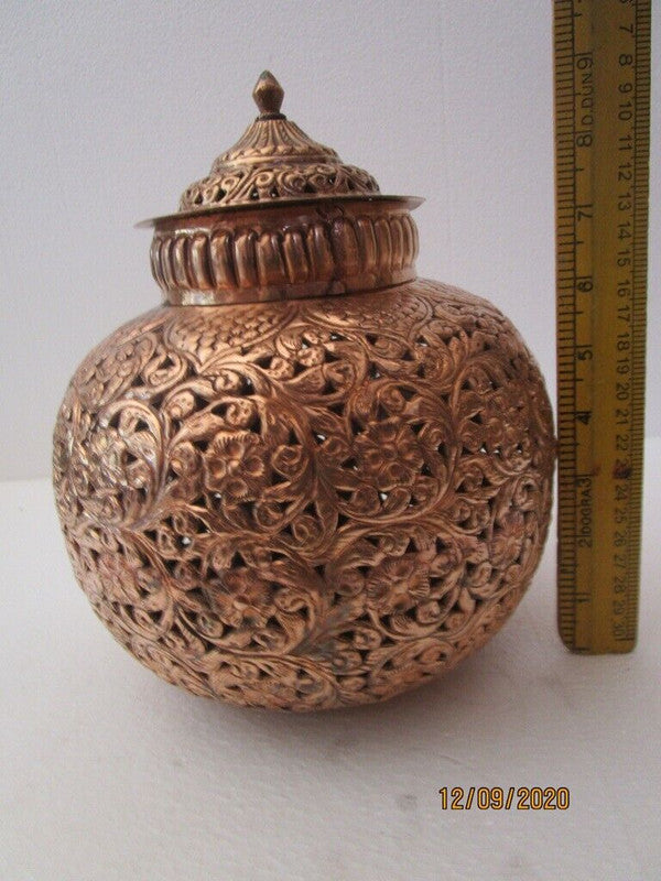 COPPER Hindu Goddess Garbo - Diya Pot - Mataji Navratri Pooja Puja Aarti Worship Shakti Maa Ambe (1139)