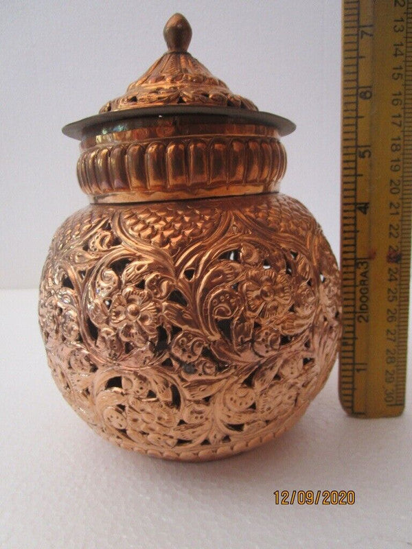 COPPER Hindu Goddess Garbo - Diya Pot - Mataji Navratri Pooja Puja Aarti Worship Shakti Maa Ambe (1149)