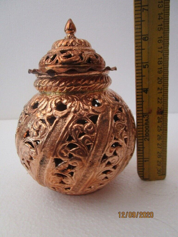 COPPER Hindu Goddess Garbo - Diya Pot - Mataji Navratri Pooja Puja Aarti Worship Shakti Maa Ambe (1167)