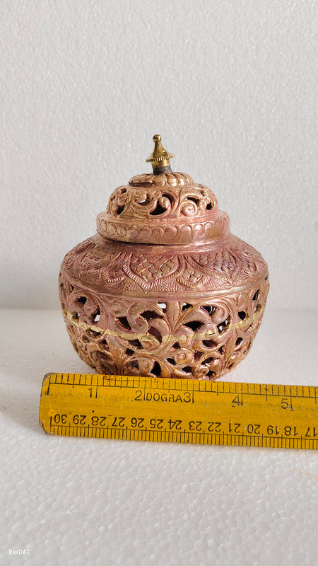 COPPER Hindu Goddess Garbo - Diya Pot - Mataji Navratri Pooja Puja Aarti Worship Shakti Maa Ambe (1172)