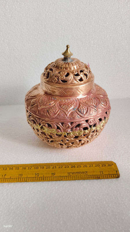 COPPER Hindu Goddess Garbo - Diya Pot - Mataji Navratri Pooja Puja Aarti Worship Shakti Maa Ambe (1180)