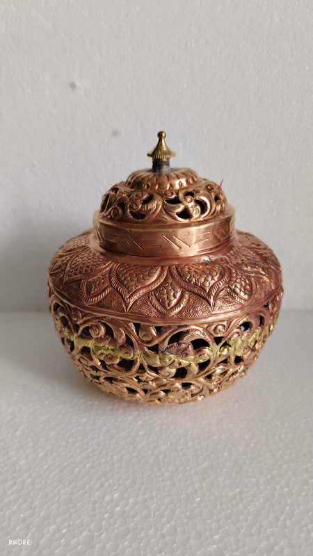 COPPER Hindu Goddess Garbo - Diya Pot - Mataji Navratri Pooja Puja Aarti Worship Shakti Maa Ambe (1180)