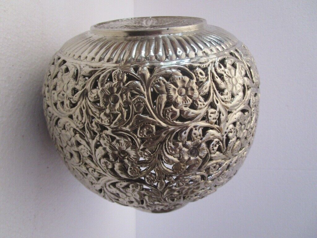 GERMAN SILVER Hindu Goddess Garbo - Diya Pot - Mataji Navratri Pooja Puja Aarti Worship Shakti Maa Ambe (1206)