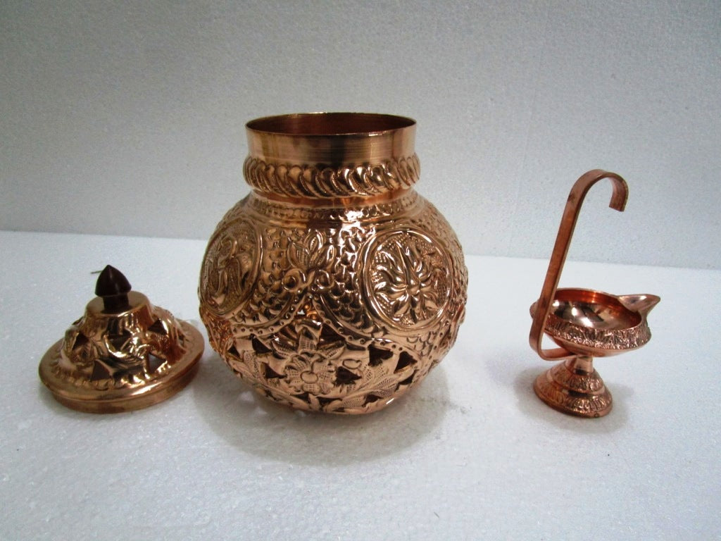 COPPER Hindu Goddess Garbo - Diya Pot - Mataji Navratri Pooja Puja Aarti Worship Shakti Maa Ambe (2001)