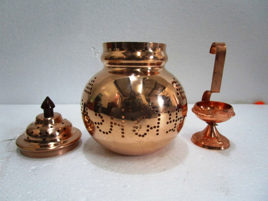 COPPER Hindu Goddess Garbo - Diya Pot - Mataji Navratri Pooja Puja Aarti Worship Shakti Maa Ambe (2056)