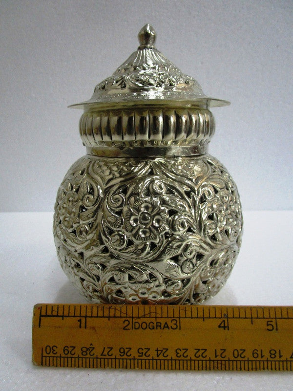 German Silver Hindu Goddess Garbo - Diya Pot - Mataji Navratri Pooja Puja Aarti Worship Shakti Maa Ambe (2058)