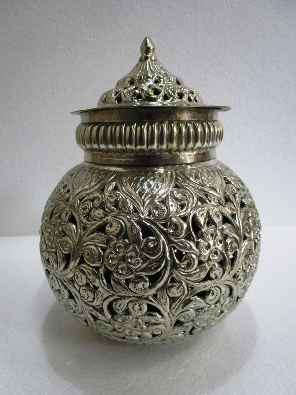 German Silver Hindu Goddess Garbo - Diya Pot - Mataji Navratri Pooja Puja Aarti Worship Shakti Maa Ambe (2059)