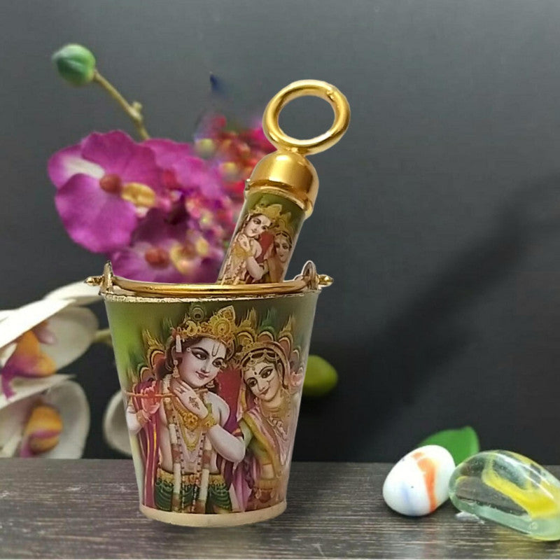 Radha Krishna Holi Celebration Printed Bucket Pichkari For Thakurji (2287)