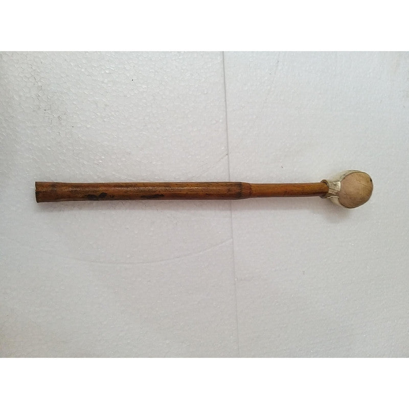 Vintage Round Plate Old Brass Metal Original Gong Bell With Wooden Stick | From Ship Salvage (2449)