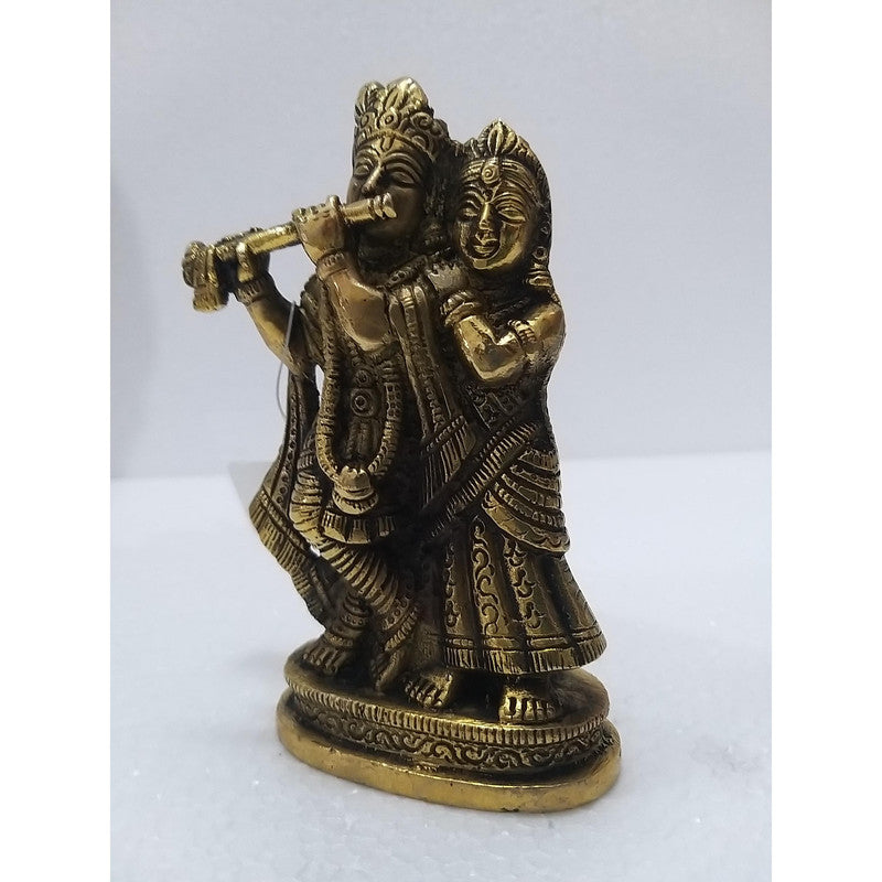 Radha Krishna Brass Idol | Lord Krishna Radha Statue Figurines | For Puja Ghar Home Decoration (2636)