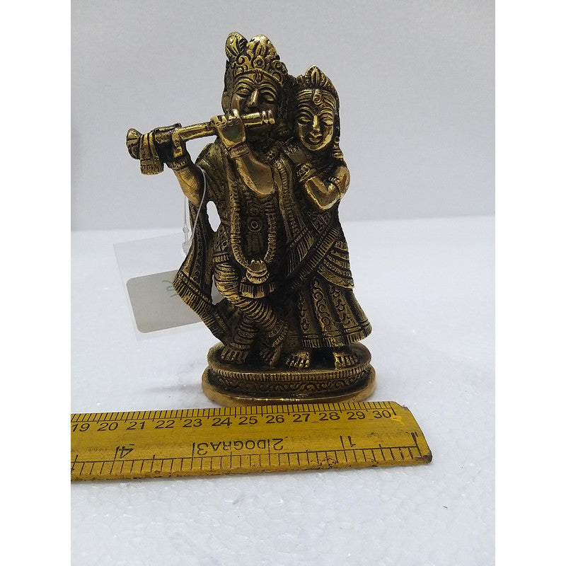 Radha Krishna Brass Idol | Lord Krishna Radha Statue Figurines | For Puja Ghar Home Decoration (2636)