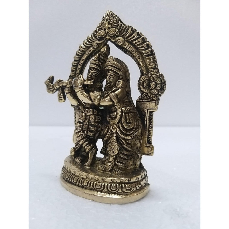 Radha Krishna Brass Idol | Lord Krishna Radha Statue Figurines | For Puja Ghar Home Decoration (2637)