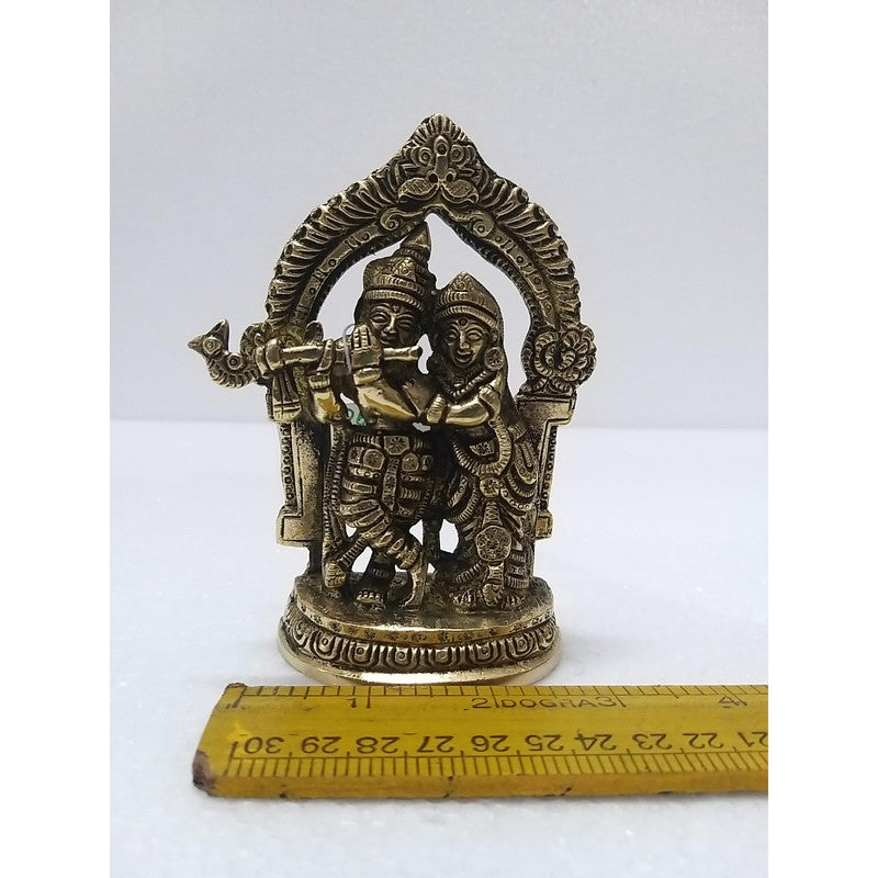 Radha Krishna Brass Idol | Lord Krishna Radha Statue Figurines | For Puja Ghar Home Decoration (2637)