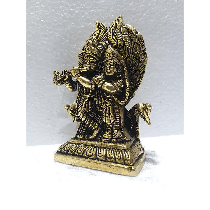 Radha Krishna Brass Idol | Lord Krishna Radha Statue Figurines | For Puja Ghar Home Decoration (2641)