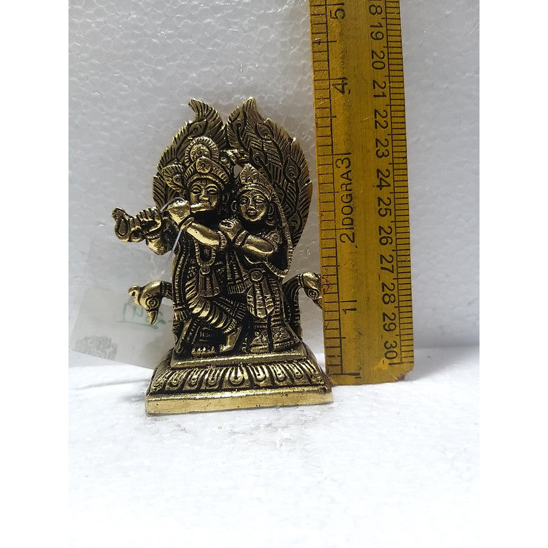 Radha Krishna Brass Idol | Lord Krishna Radha Statue Figurines | For Puja Ghar Home Decoration (2641)