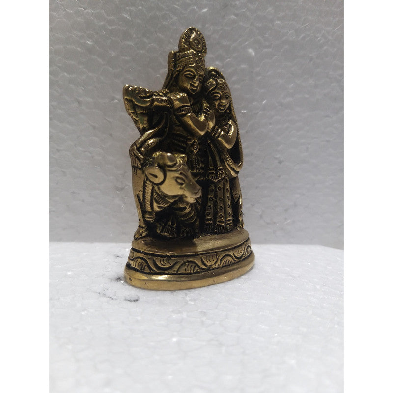 Radha Krishna Brass Idol | Lord Krishna Radha Statue Figurines | For Puja Ghar Home Decoration (2660)