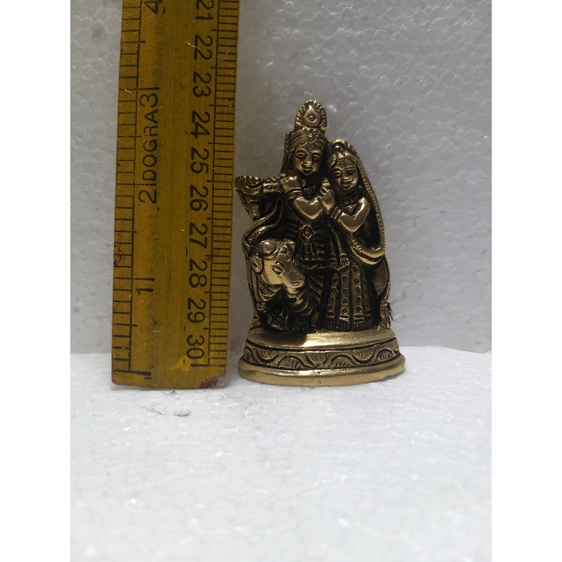 Radha Krishna Brass Idol | Lord Krishna Radha Statue Figurines | For Puja Ghar Home Decoration (2660)