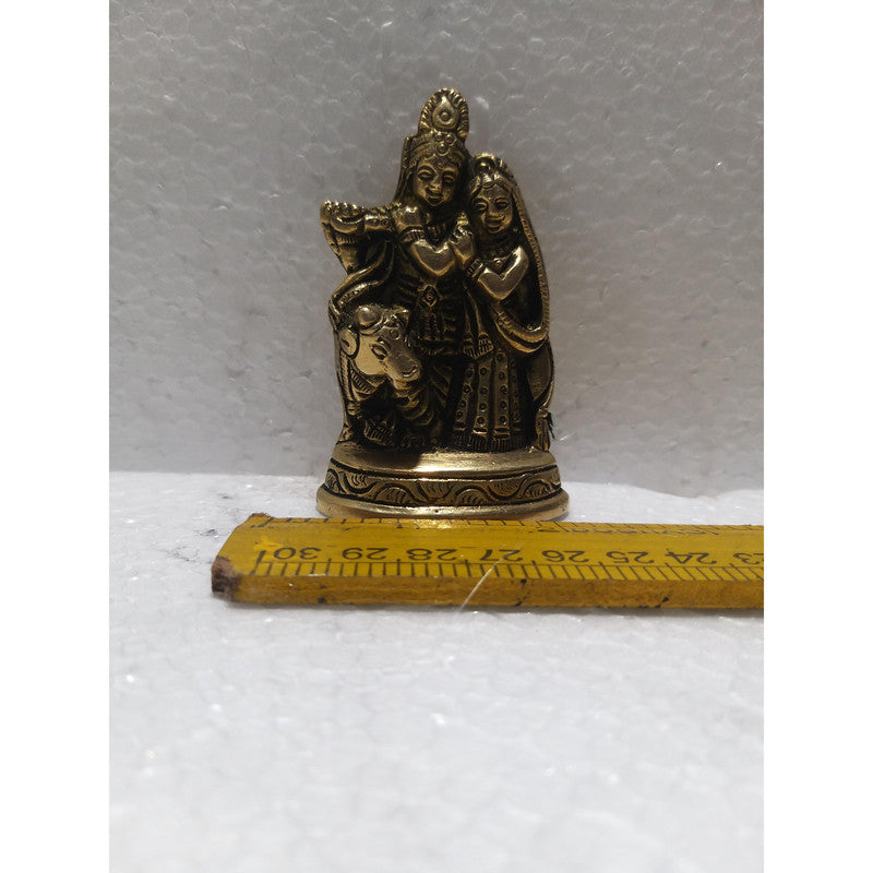 Radha Krishna Brass Idol | Lord Krishna Radha Statue Figurines | For Puja Ghar Home Decoration (2660)