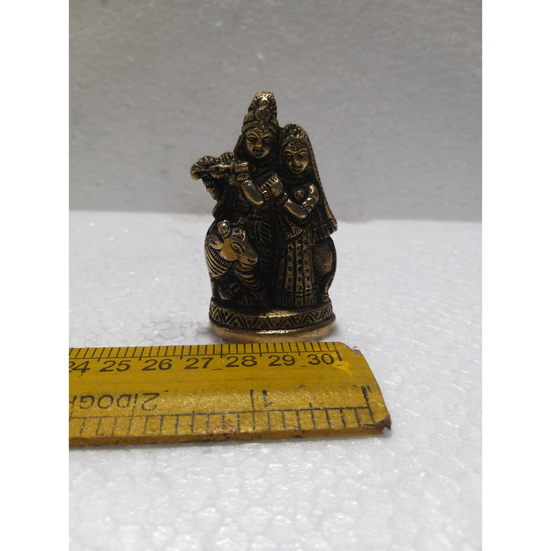 Radha Krishna Brass Idol | Lord Krishna Radha Statue Figurines | For Puja Ghar Home Decoration (2661)