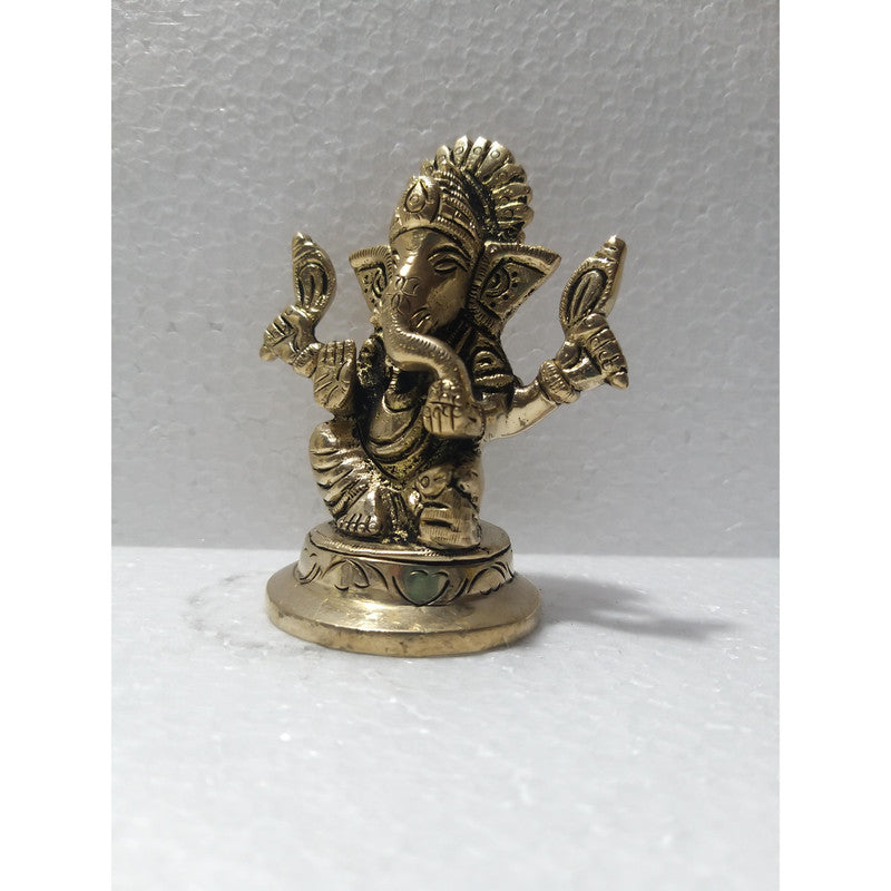 Ganeshji Brass Idol | Ganesha Brass Statue Figurines | For Puja Ghar Home Decoration (2668)