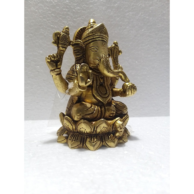 Ganeshji Brass Idol | Ganesha Brass Statue Figurines | For Puja Ghar Home Decoration (2670)