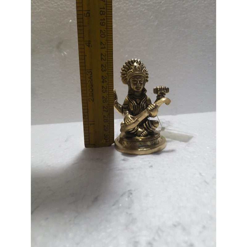 Saraswati Maa Brass Idol | Goddess Saraswati Statue Figurines | For Puja Ghar Home Decoration (2676)