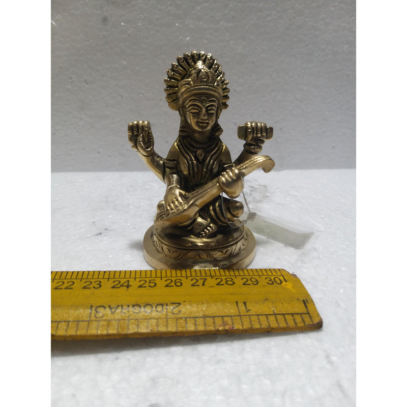 Saraswati Maa Brass Idol | Goddess Saraswati Statue Figurines | For Puja Ghar Home Decoration (2676)