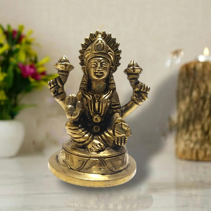 Laxmiji Brass Idol | Goddess Laxmi Statue Figurines | For Puja Ghar Home Decoration (2688)