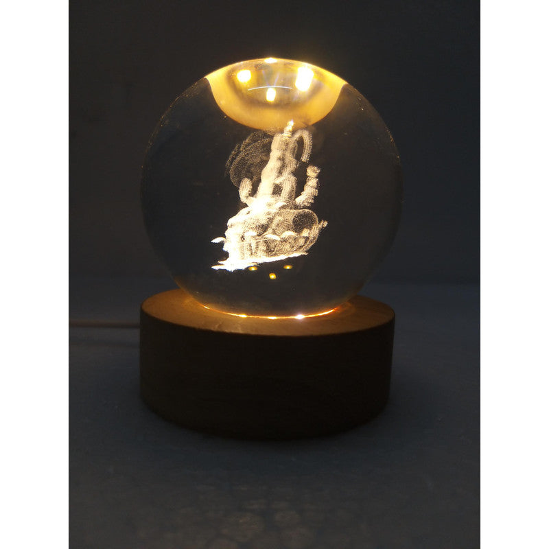 Lord GANESHA Crystal Ball Light - Room Decor Night Lights Luminous Ball Inner 3D Figurine Home Decor  (2778)