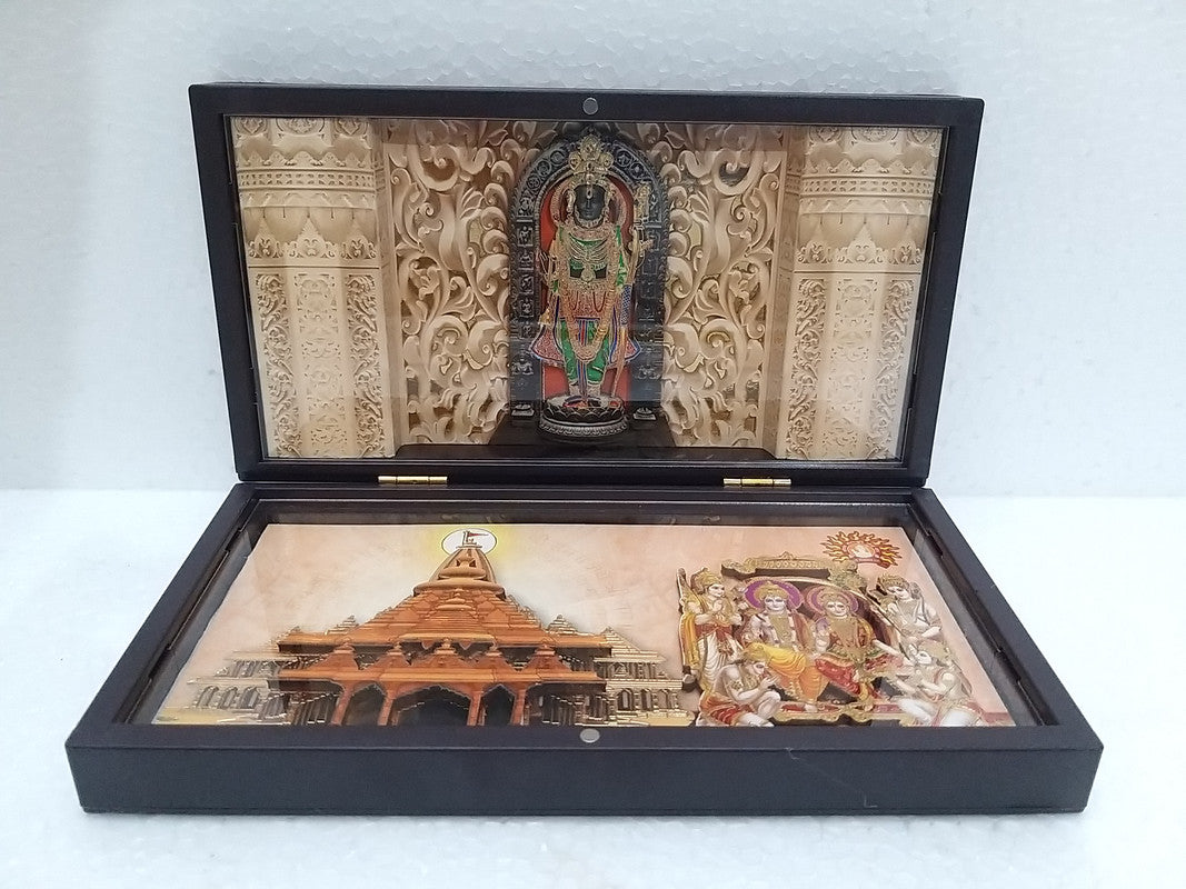 Golden Plated Ram Lalla Idol With Ayodhya And Ram Darbar Picture Beautiful Box Packing  | Ayodhya (2929)