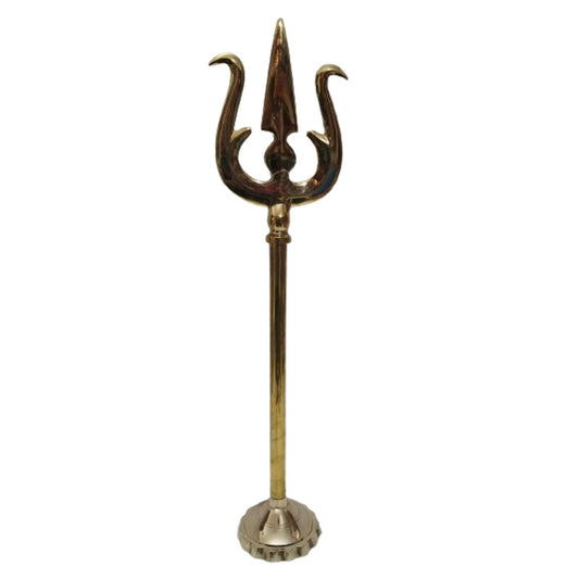 LARGE - BRASS TRISHUL Trident of Hindu Lord Shiva - Mahadev Temple SHIV shastra (2982)