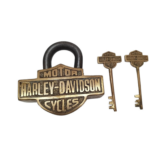 Brass Vintage HARLEY DAVIDSON Motor Cycle Padlock With 2 Keys (2995)