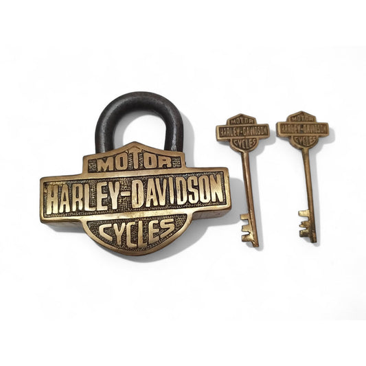 Automobile Blacksmith Brass HARLEY DAVIDSON Padlock With 2 Keys (2995)