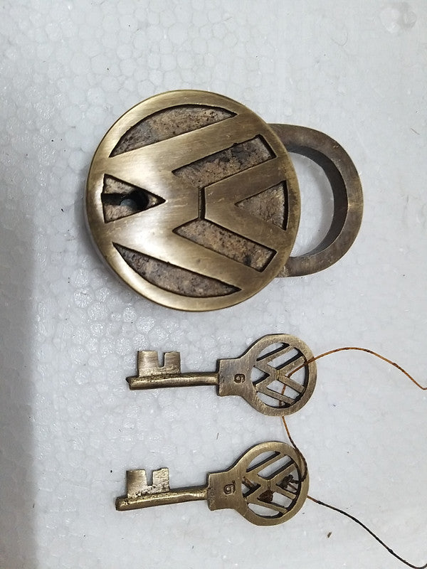 Unique Solid Brass Work VOLKSWAGEN Padlock Lock With 2 Keys (3014)