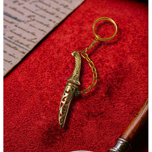 Dagger Katar Keychain In Gold Coated For Car Bike And Home Hanging (3483)