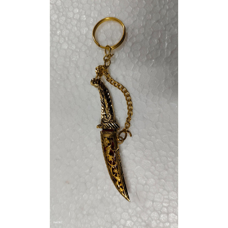 Dagger Katar Keychain In Gold Coated For Car Bike And Home Hanging (3490)