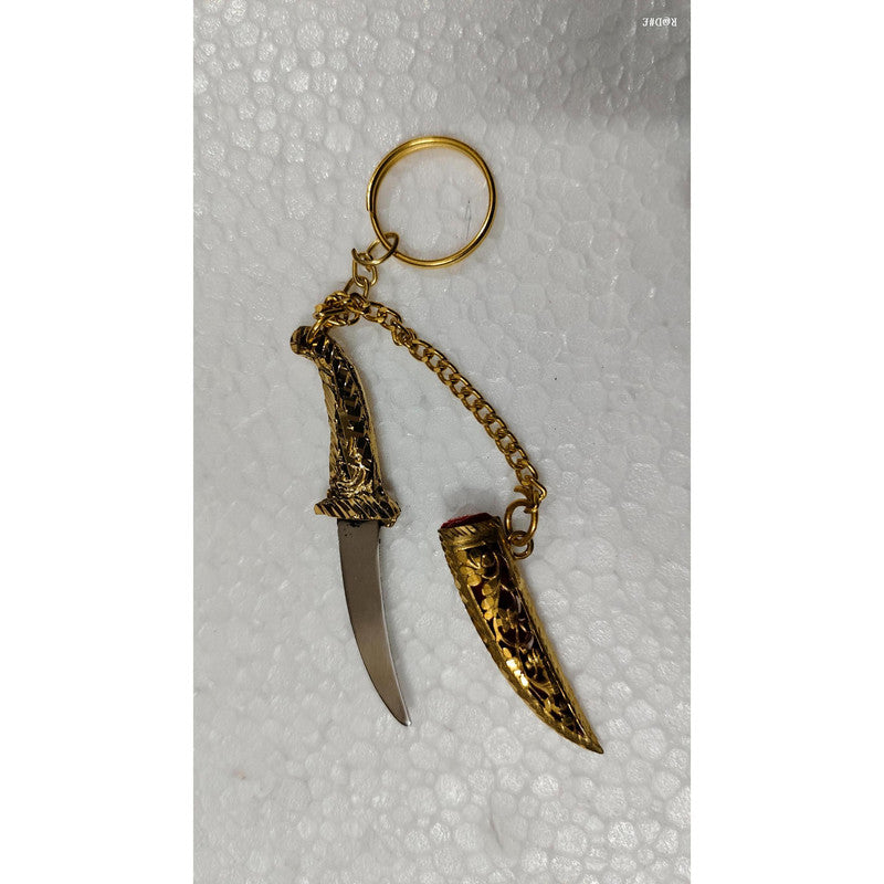 Dagger Katar Keychain In Gold Coated For Car Bike And Home Hanging (3490)