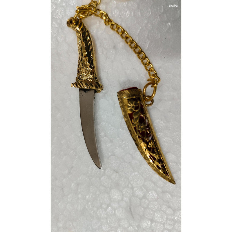 Dagger Katar Keychain In Gold Coated For Car Bike And Home Hanging (3490)