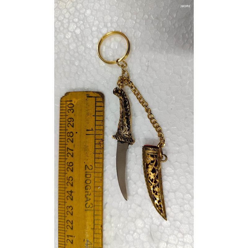 Dagger Katar Keychain In Gold Coated For Car Bike And Home Hanging (3490)