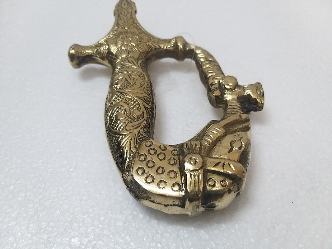 Vintage Hand Carved Brass Elephant Face Sword Handle (3616)