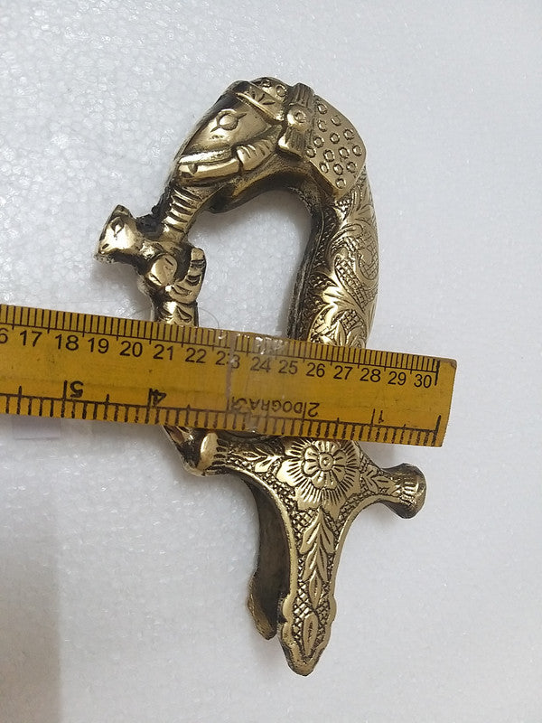 Vintage Hand Carved Brass Elephant Face Sword Handle (3616)