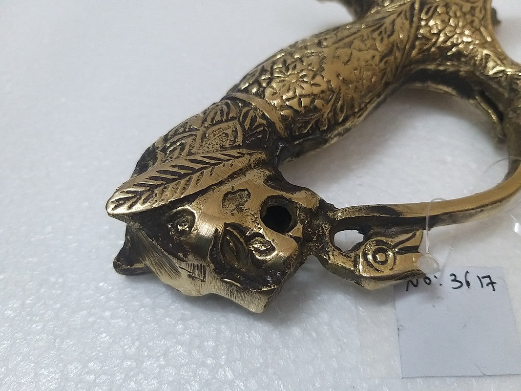 Vintage Hand Carved Brass Lion Face Sword Handle (3617)