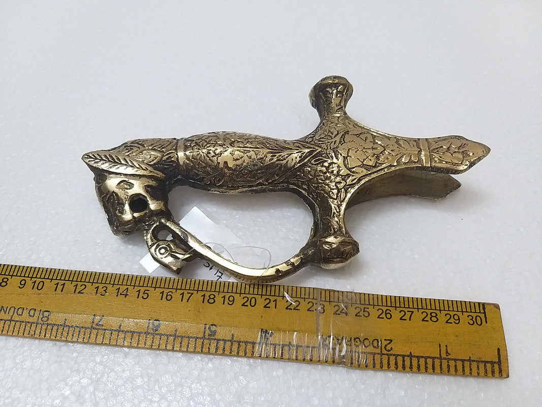 Vintage Hand Carved Brass Lion Face Sword Handle (3617)