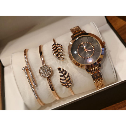 Executive Class Wrist Watch with Three Bracelet for Women Girls - Fashion Collection (9293)