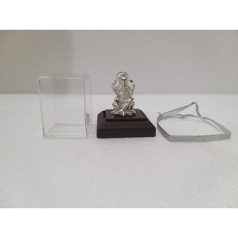 Silver Plated Beautiful Lord Ganesha with Acrylic Base Idol Decorative Showpiece (1919)