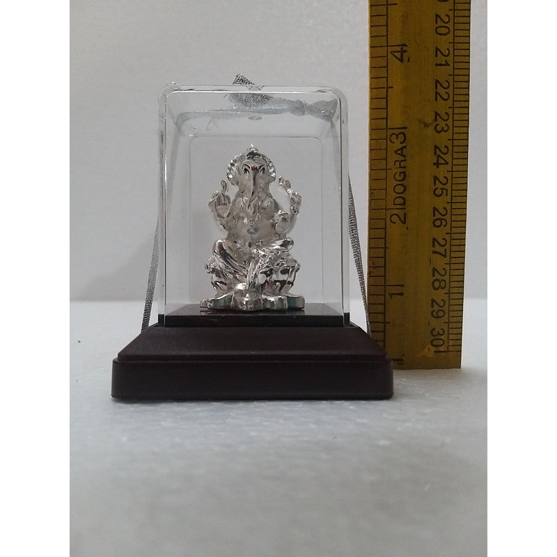 Silver Plated Beautiful Lord Ganesha with Acrylic Base Idol Decorative Showpiece (1919)