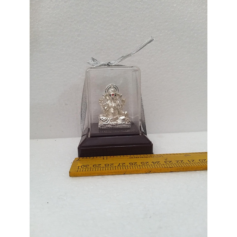 Silver Plated Beautiful Lord Ganesha with Acrylic Base Idol Decorative Showpiece (1920)